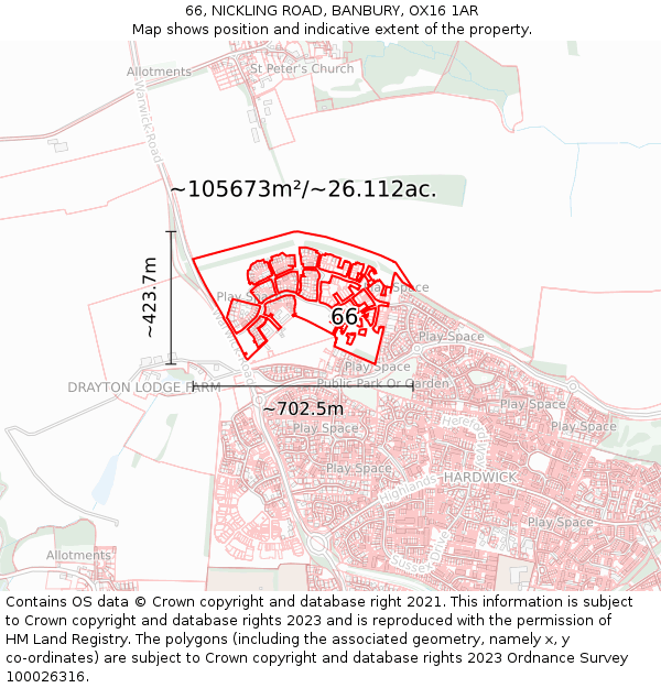 66, NICKLING ROAD, BANBURY, OX16 1AR: Plot and title map