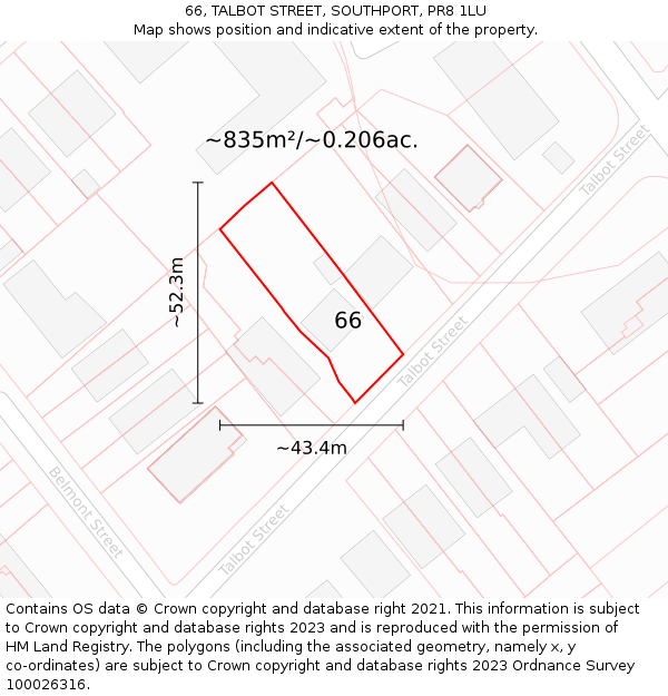 66, TALBOT STREET, SOUTHPORT, PR8 1LU: Plot and title map