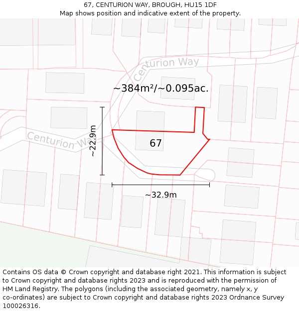 67, CENTURION WAY, BROUGH, HU15 1DF: Plot and title map