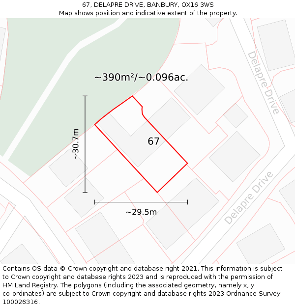 67, DELAPRE DRIVE, BANBURY, OX16 3WS: Plot and title map