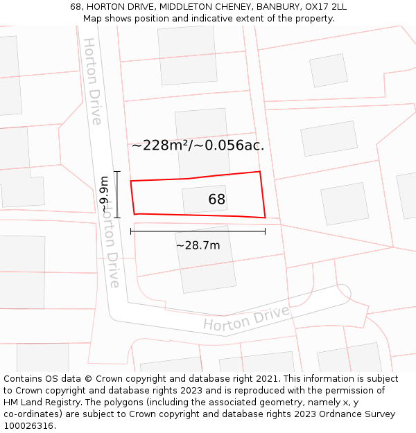 68, HORTON DRIVE, MIDDLETON CHENEY, BANBURY, OX17 2LL: Plot and title map