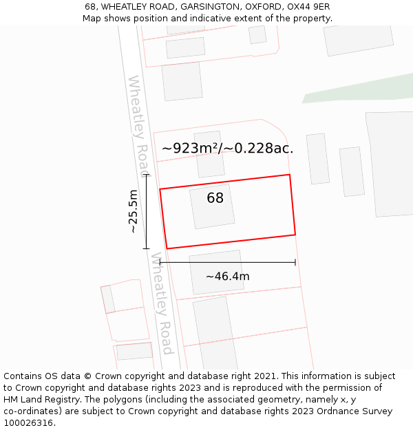 68, WHEATLEY ROAD, GARSINGTON, OXFORD, OX44 9ER: Plot and title map