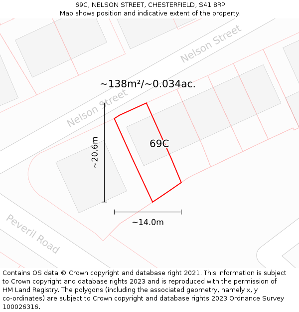 69C, NELSON STREET, CHESTERFIELD, S41 8RP: Plot and title map