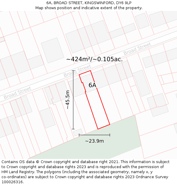 6A, BROAD STREET, KINGSWINFORD, DY6 9LP: Plot and title map