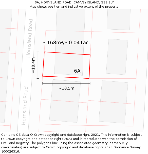 6A, HORNSLAND ROAD, CANVEY ISLAND, SS8 8LY: Plot and title map