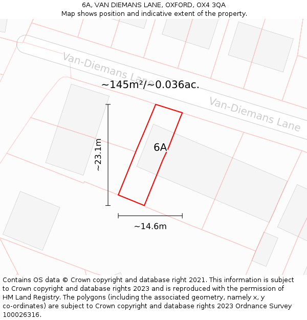 6A, VAN DIEMANS LANE, OXFORD, OX4 3QA: Plot and title map