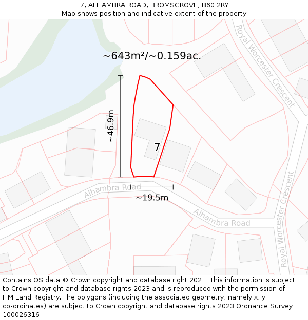 7, ALHAMBRA ROAD, BROMSGROVE, B60 2RY: Plot and title map