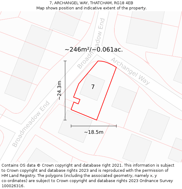 7, ARCHANGEL WAY, THATCHAM, RG18 4EB: Plot and title map