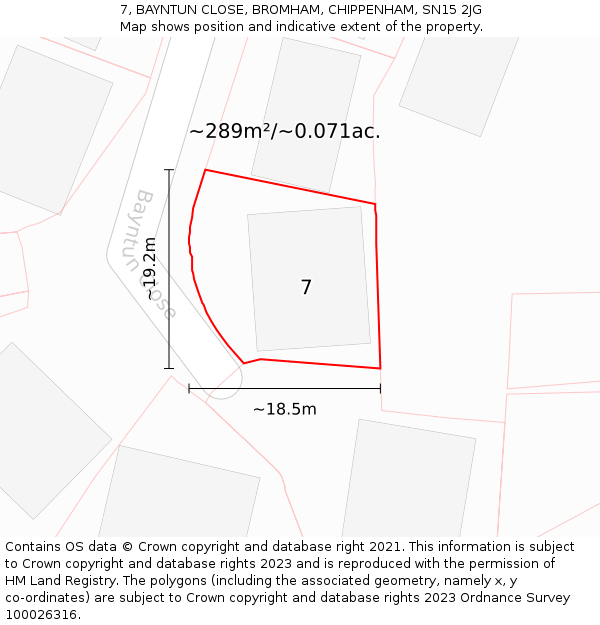 7, BAYNTUN CLOSE, BROMHAM, CHIPPENHAM, SN15 2JG: Plot and title map