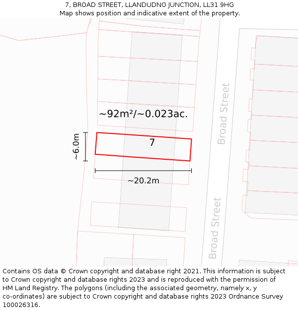 7, BROAD STREET, LLANDUDNO JUNCTION, LL31 9HG: Plot and title map