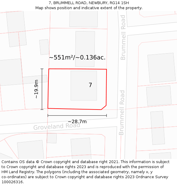 7, BRUMMELL ROAD, NEWBURY, RG14 1SH: Plot and title map