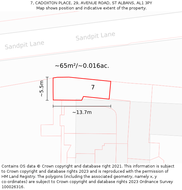 7, CADOXTON PLACE, 29, AVENUE ROAD, ST ALBANS, AL1 3PY: Plot and title map