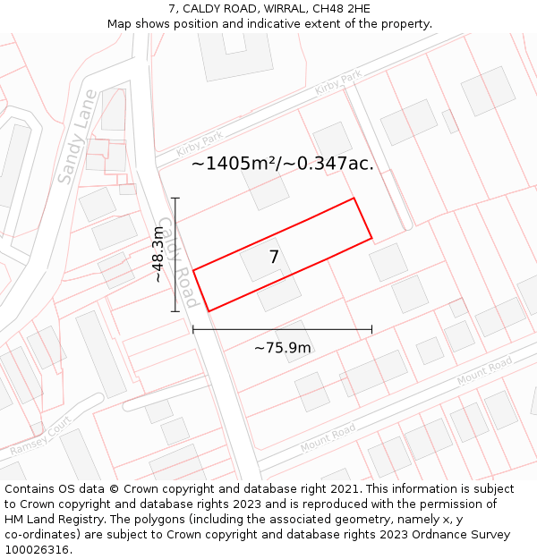 7, CALDY ROAD, WIRRAL, CH48 2HE: Plot and title map