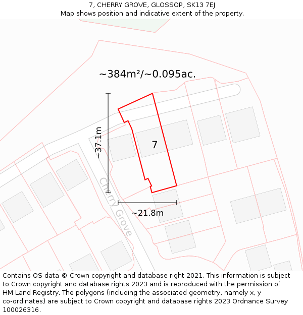 7, CHERRY GROVE, GLOSSOP, SK13 7EJ: Plot and title map