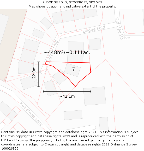 7, DODGE FOLD, STOCKPORT, SK2 5YN: Plot and title map