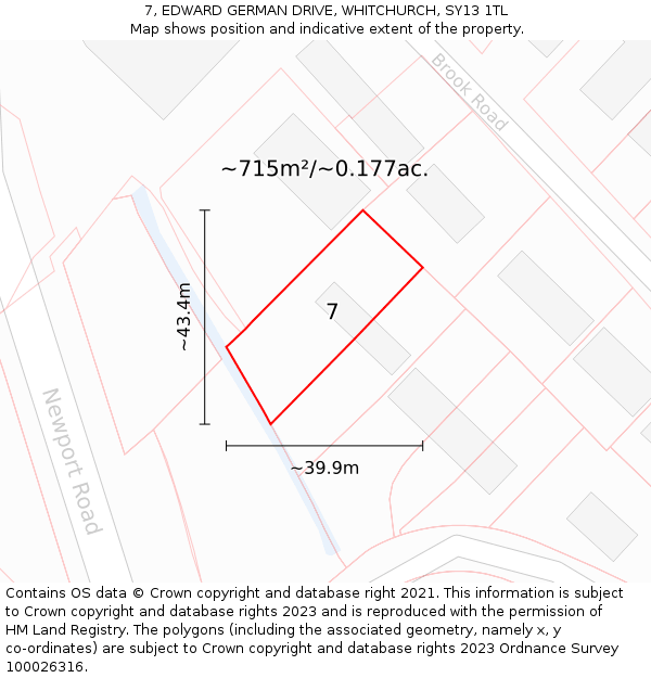 7, EDWARD GERMAN DRIVE, WHITCHURCH, SY13 1TL: Plot and title map