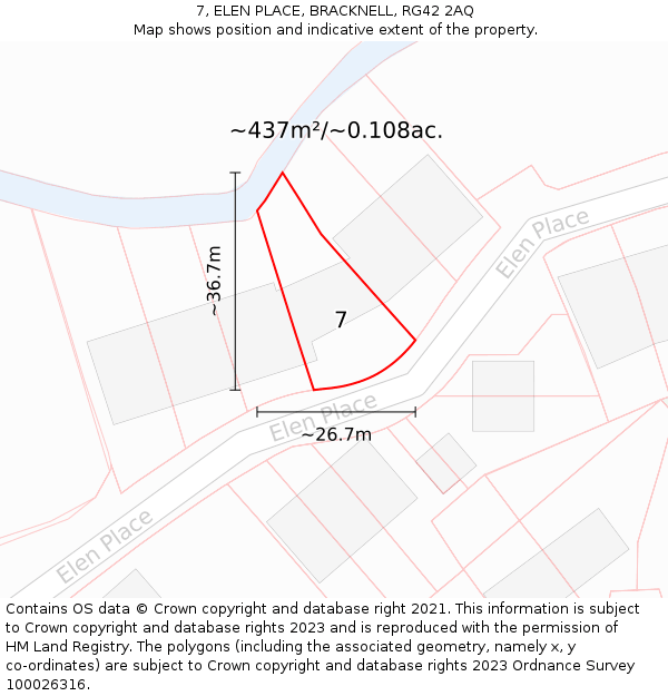 7, ELEN PLACE, BRACKNELL, RG42 2AQ: Plot and title map