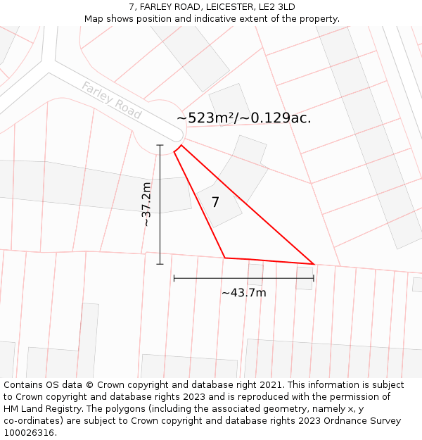 7, FARLEY ROAD, LEICESTER, LE2 3LD: Plot and title map