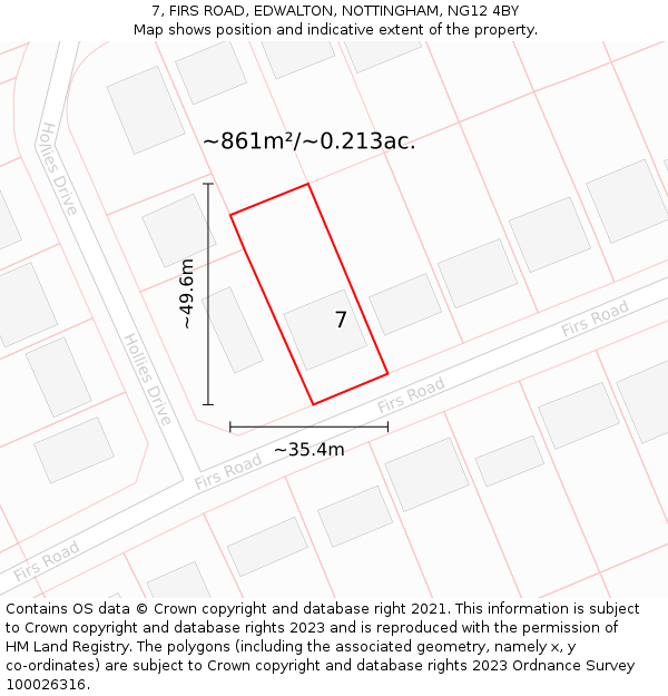 7, FIRS ROAD, EDWALTON, NOTTINGHAM, NG12 4BY: Plot and title map