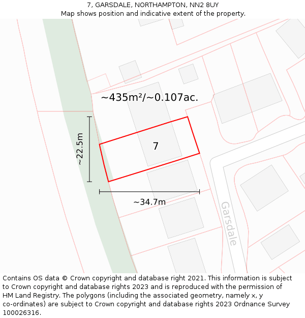 7, GARSDALE, NORTHAMPTON, NN2 8UY: Plot and title map