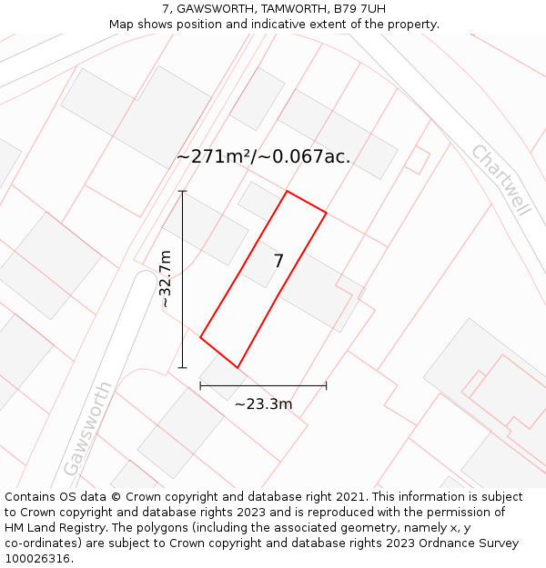 7, GAWSWORTH, TAMWORTH, B79 7UH: Plot and title map