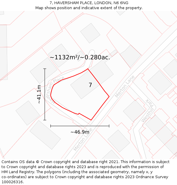 7, HAVERSHAM PLACE, LONDON, N6 6NG: Plot and title map