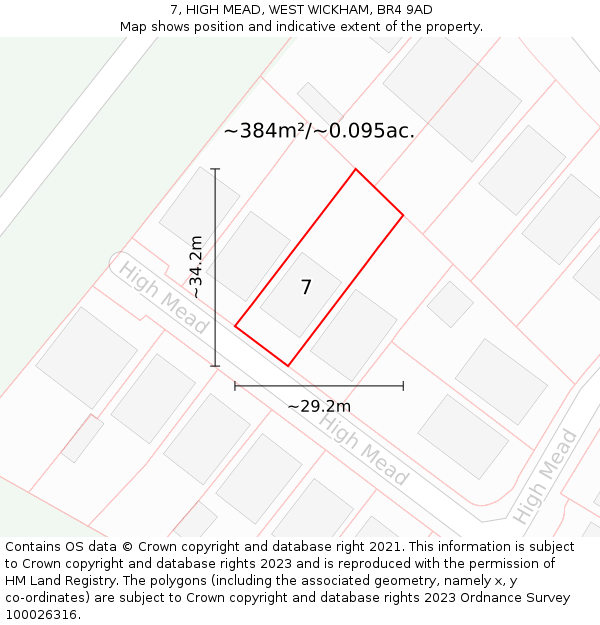 7, HIGH MEAD, WEST WICKHAM, BR4 9AD: Plot and title map