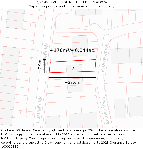 7, KNAVESMIRE, ROTHWELL, LEEDS, LS26 0GW: Plot and title map