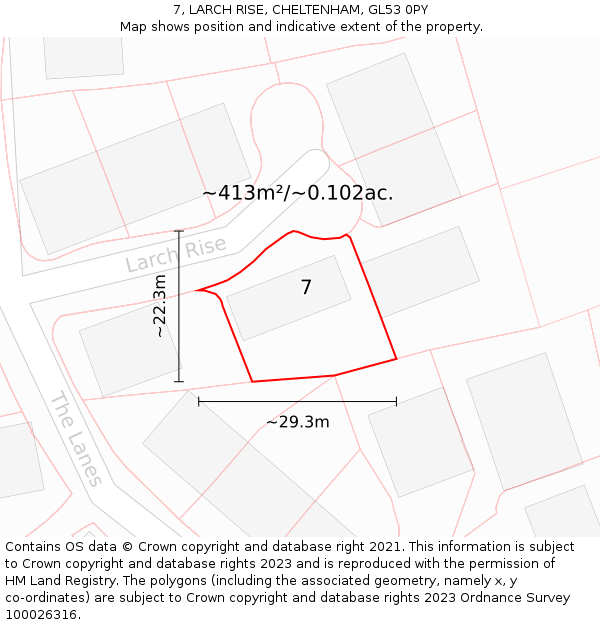 7, LARCH RISE, CHELTENHAM, GL53 0PY: Plot and title map