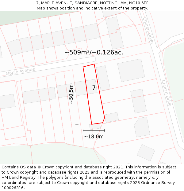 7, MAPLE AVENUE, SANDIACRE, NOTTINGHAM, NG10 5EF: Plot and title map