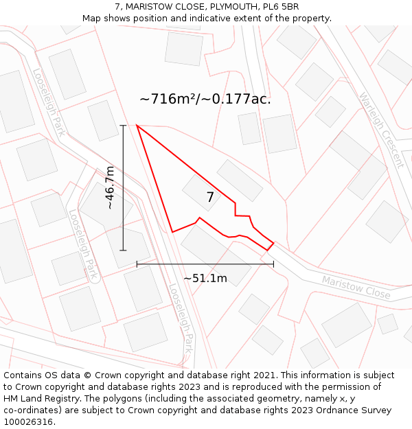 7, MARISTOW CLOSE, PLYMOUTH, PL6 5BR: Plot and title map