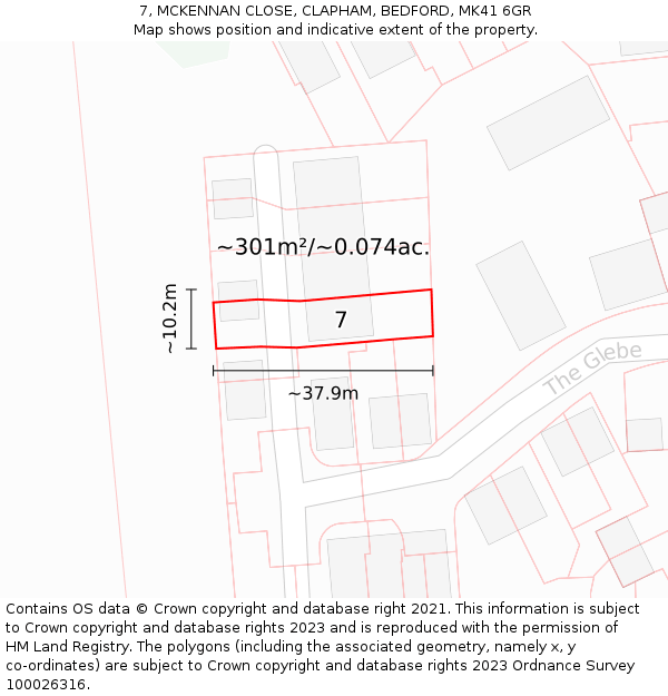 7, MCKENNAN CLOSE, CLAPHAM, BEDFORD, MK41 6GR: Plot and title map