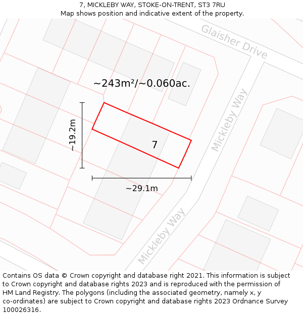 7, MICKLEBY WAY, STOKE-ON-TRENT, ST3 7RU: Plot and title map