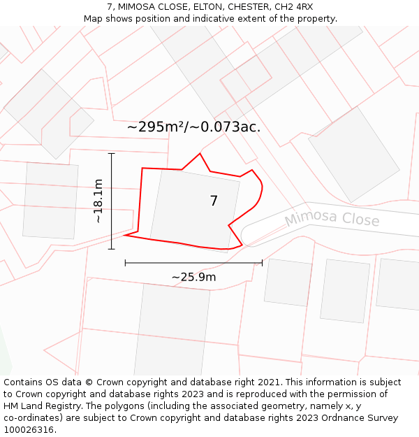 7, MIMOSA CLOSE, ELTON, CHESTER, CH2 4RX: Plot and title map