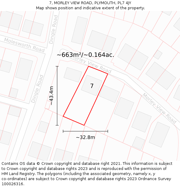 7, MORLEY VIEW ROAD, PLYMOUTH, PL7 4JY: Plot and title map