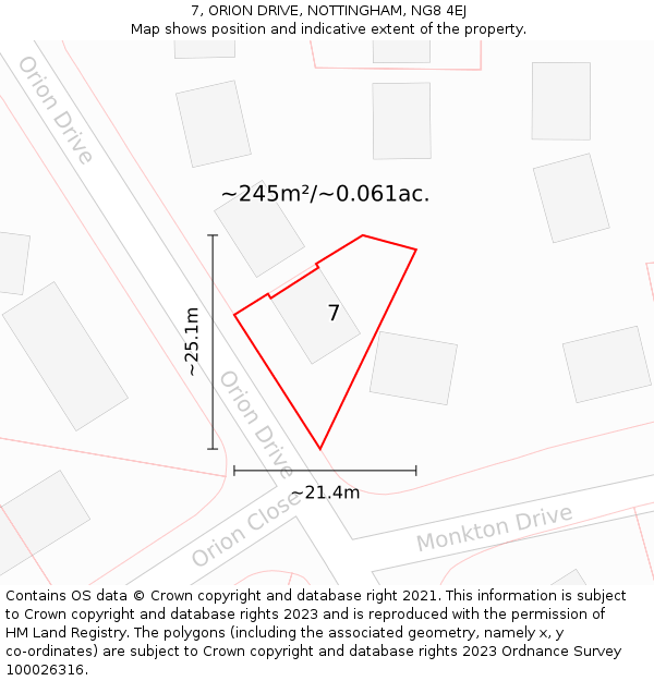 7, ORION DRIVE, NOTTINGHAM, NG8 4EJ: Plot and title map