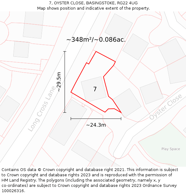 7, OYSTER CLOSE, BASINGSTOKE, RG22 4UG: Plot and title map