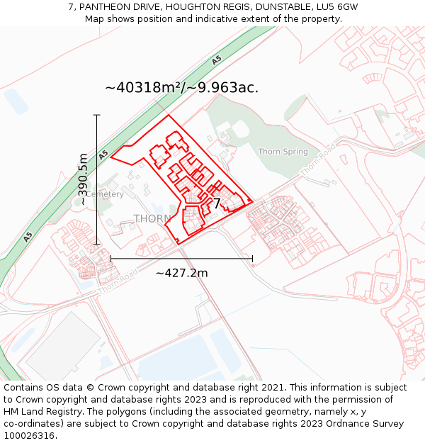 7, PANTHEON DRIVE, HOUGHTON REGIS, DUNSTABLE, LU5 6GW: Plot and title map