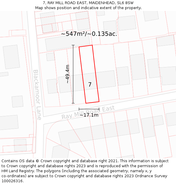 7, RAY MILL ROAD EAST, MAIDENHEAD, SL6 8SW: Plot and title map