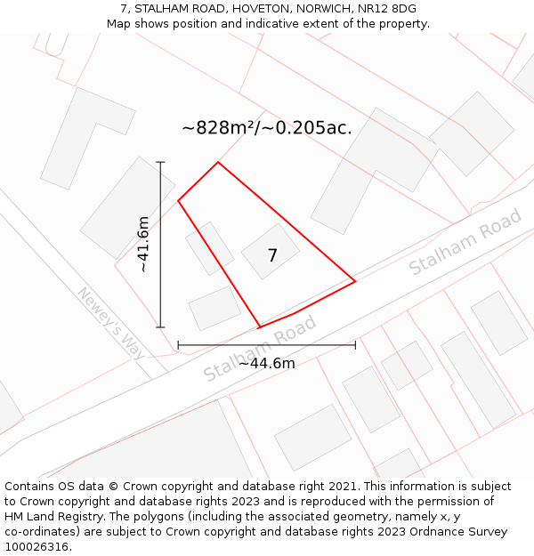 7, STALHAM ROAD, HOVETON, NORWICH, NR12 8DG: Plot and title map