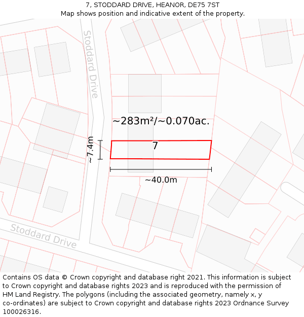 7, STODDARD DRIVE, HEANOR, DE75 7ST: Plot and title map