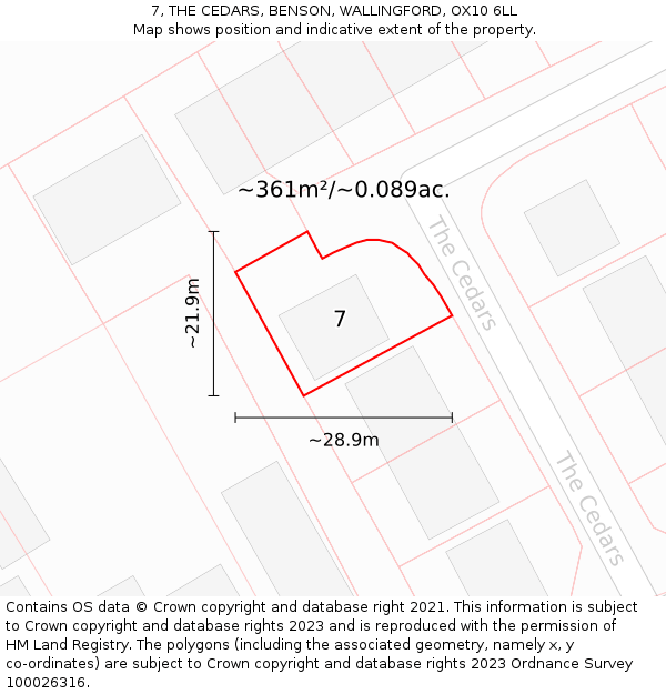 7, THE CEDARS, BENSON, WALLINGFORD, OX10 6LL: Plot and title map