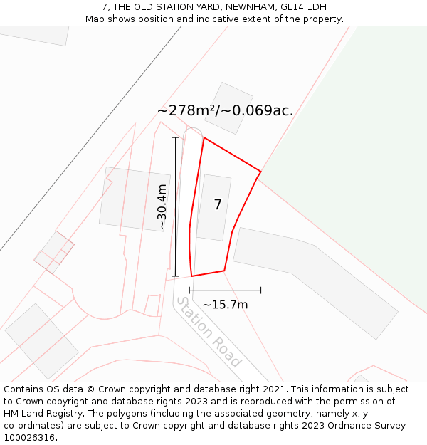 7, THE OLD STATION YARD, NEWNHAM, GL14 1DH: Plot and title map