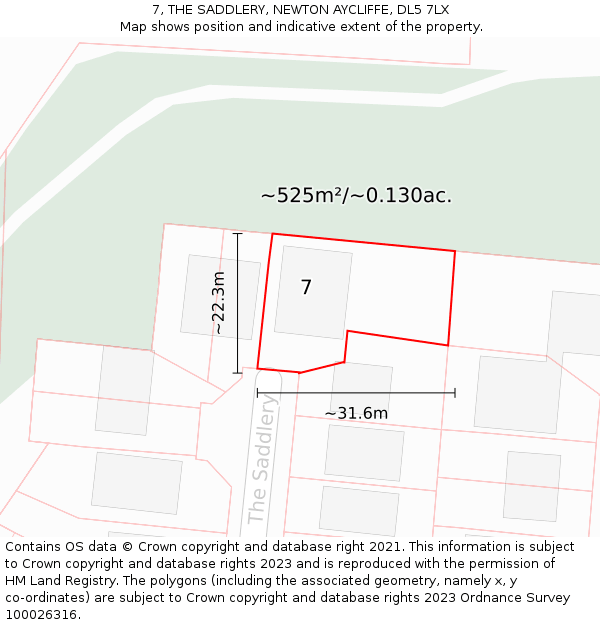7, THE SADDLERY, NEWTON AYCLIFFE, DL5 7LX: Plot and title map