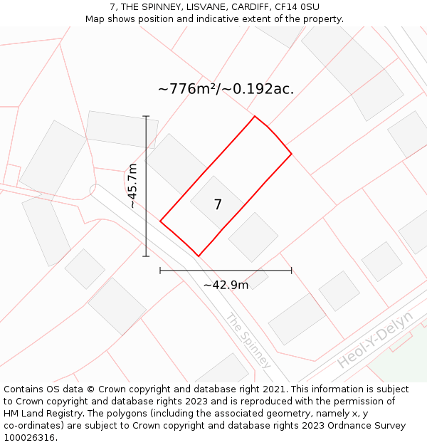 7, THE SPINNEY, LISVANE, CARDIFF, CF14 0SU: Plot and title map