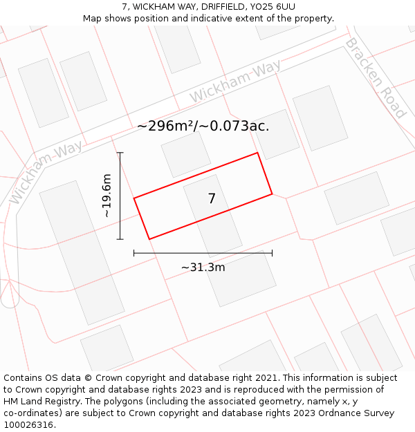 7, WICKHAM WAY, DRIFFIELD, YO25 6UU: Plot and title map