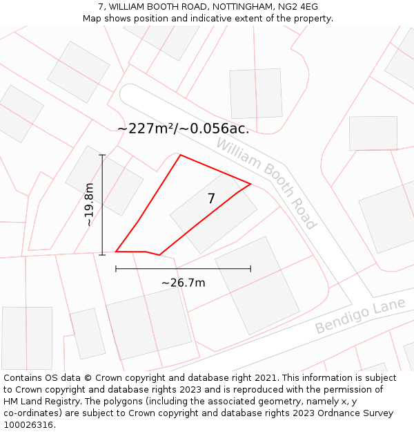 7, WILLIAM BOOTH ROAD, NOTTINGHAM, NG2 4EG: Plot and title map