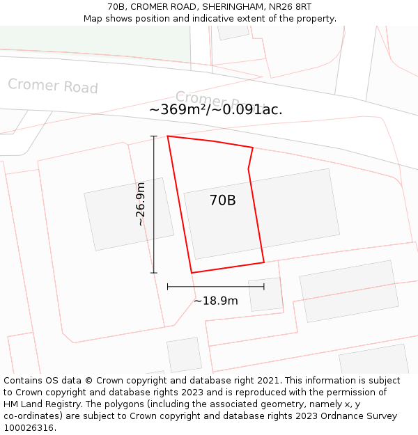 70B, CROMER ROAD, SHERINGHAM, NR26 8RT: Plot and title map