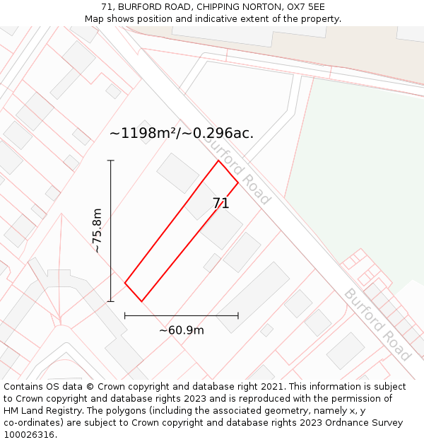 71, BURFORD ROAD, CHIPPING NORTON, OX7 5EE: Plot and title map