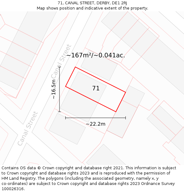 71, CANAL STREET, DERBY, DE1 2RJ: Plot and title map